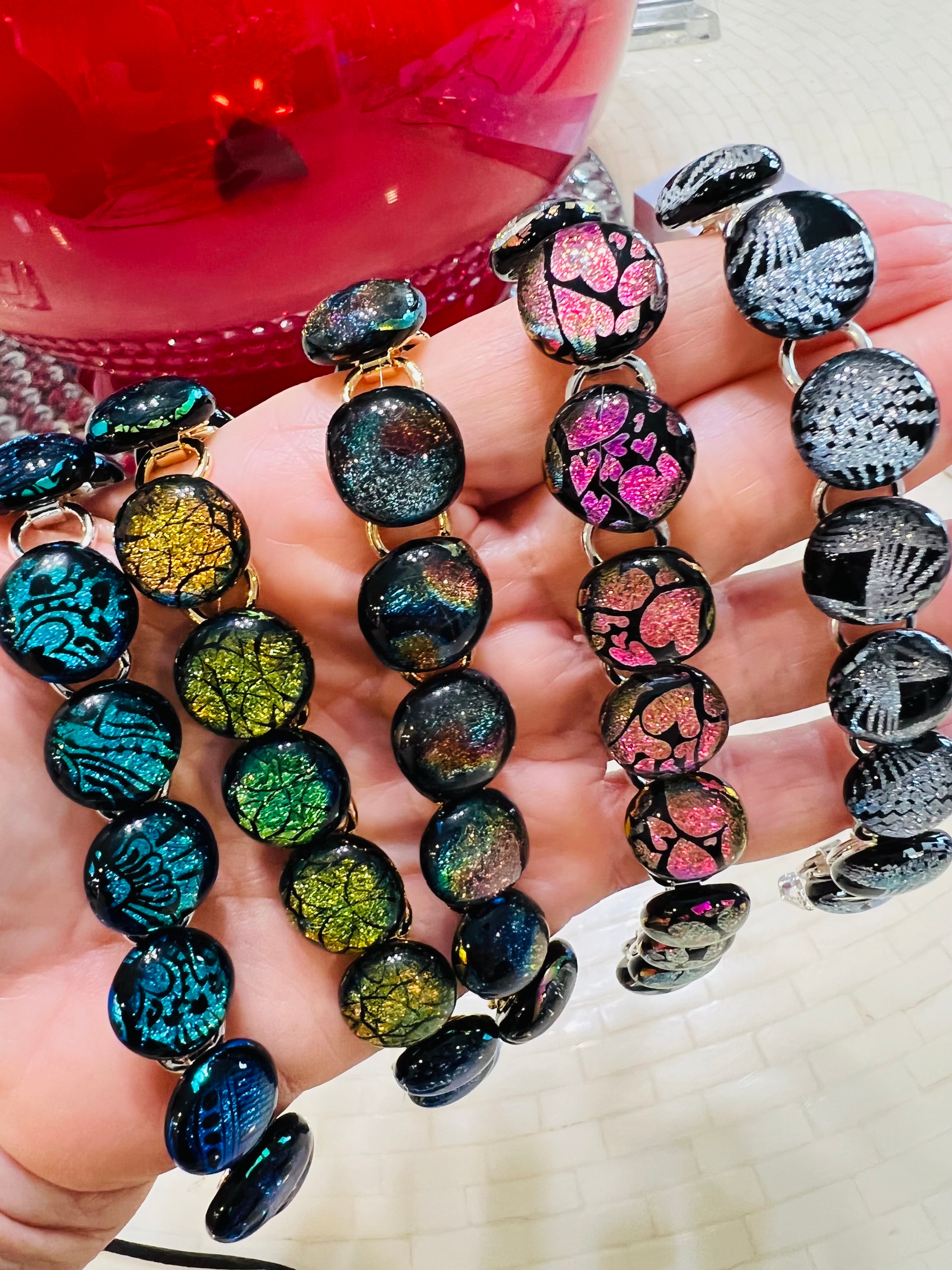 Dichroic Bracelets — In Hand by Cheri Toll