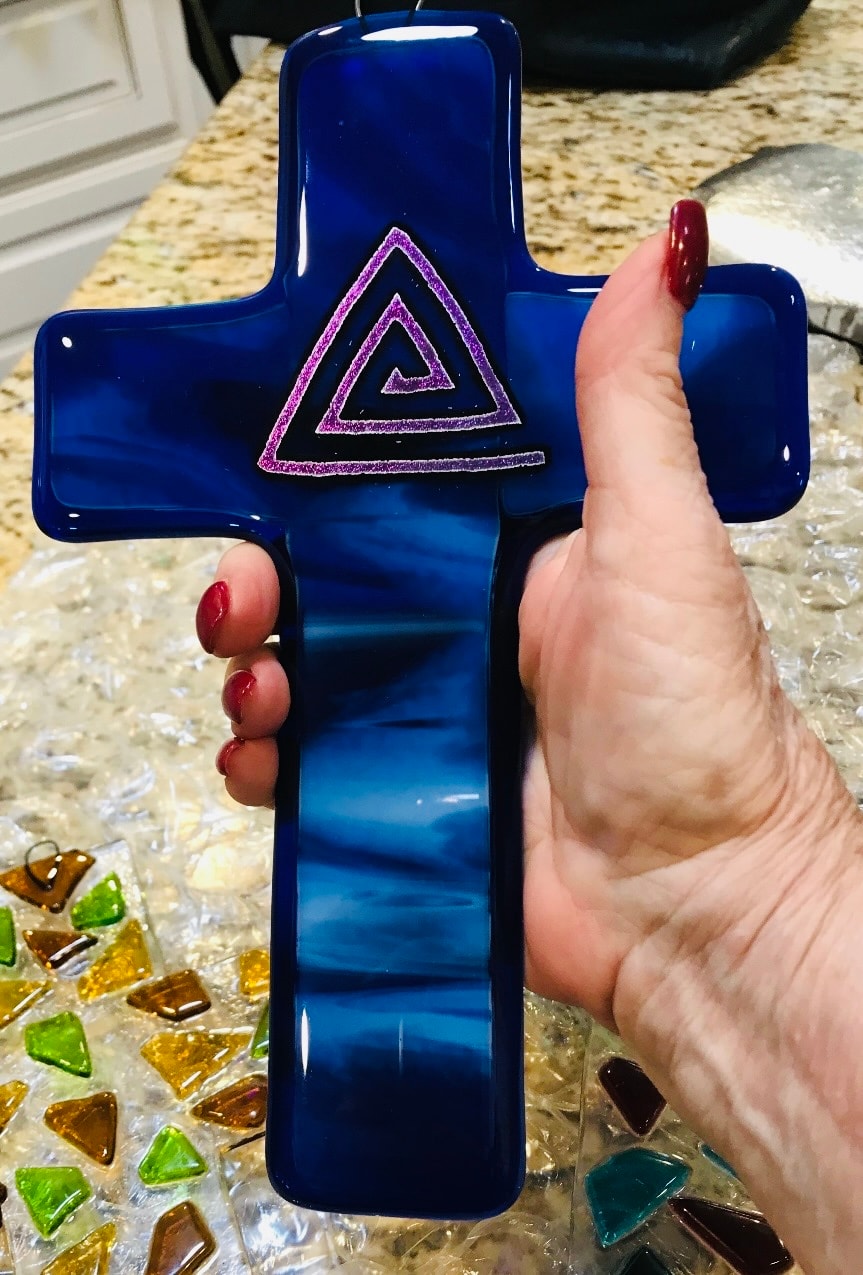 Indigo Spiral Cross by Cheri Toll