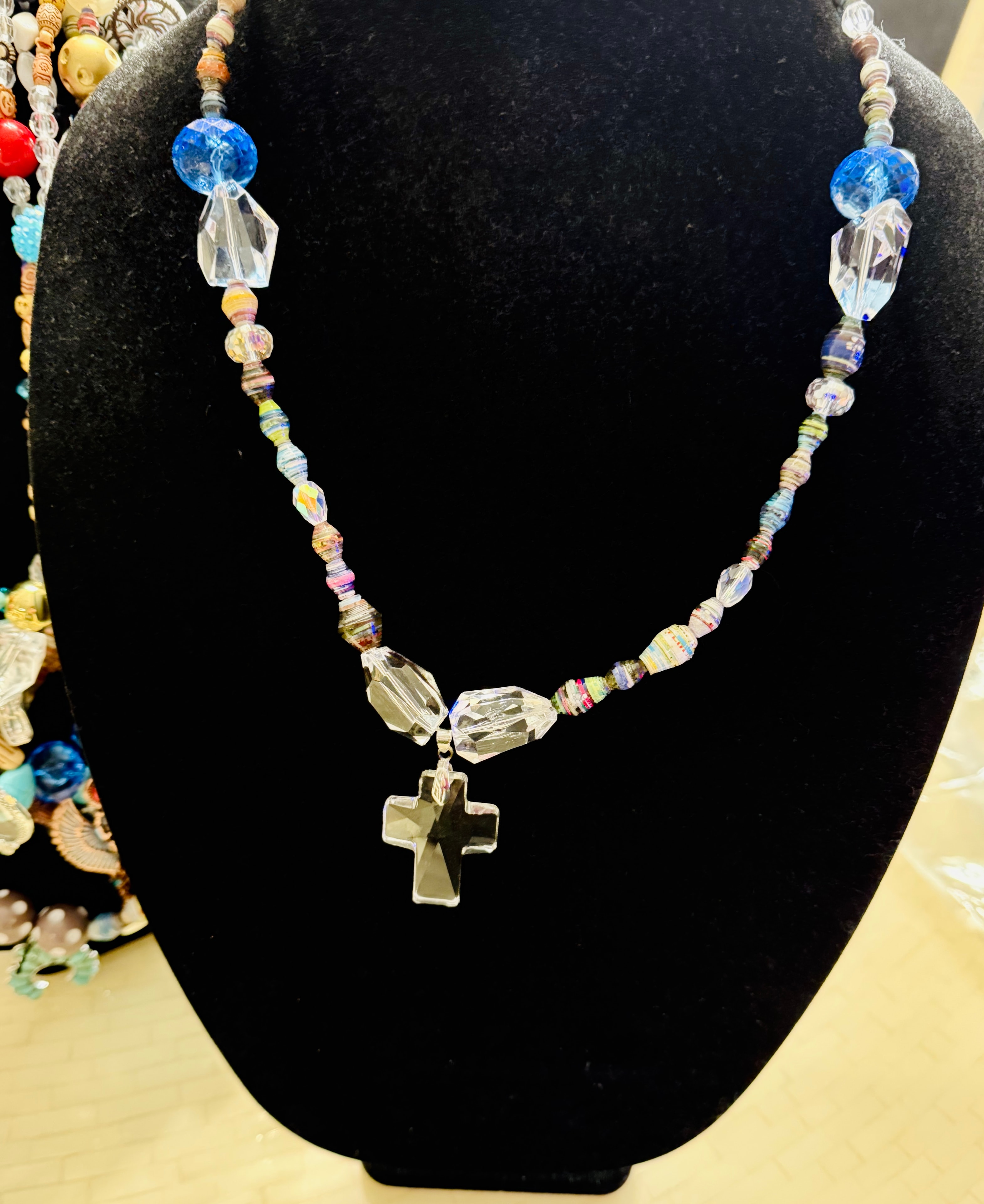 Crystal Cross Necklace by Cheri Toll